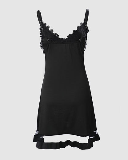 Spaghetti Strap Contrast Lace Nightdress