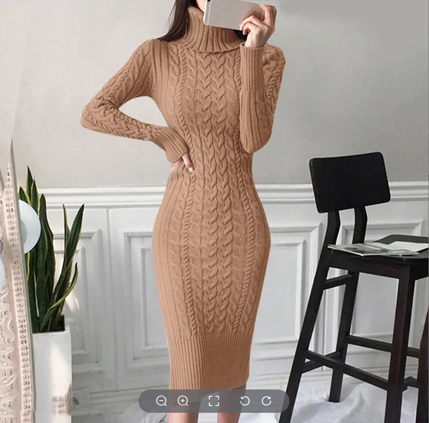 The Aspen Cable-Knit Turtleneck Dress