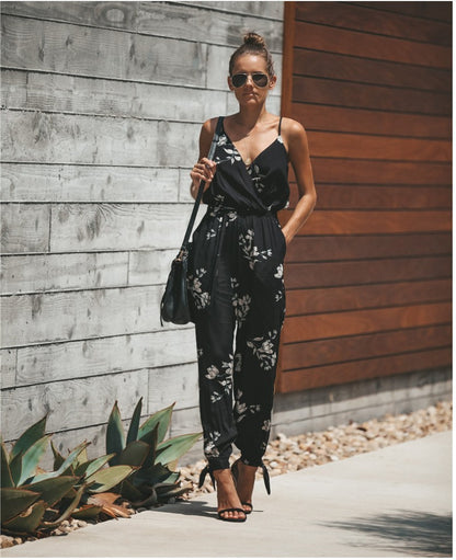 Women's Jumpsuit Flowers Print Spaghetti Strap Romper