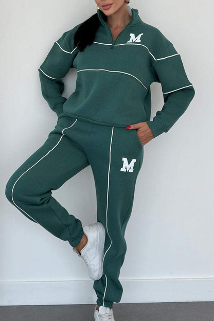 Sweater Letter Long Sleeve Sports Suit