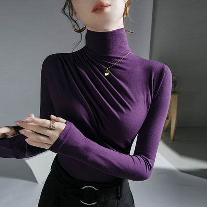 Peplum Top Elegant High Neck Bottoming Shirt