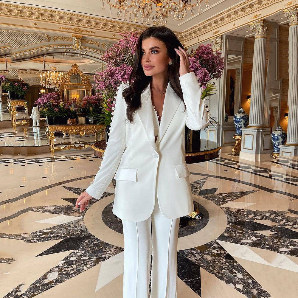 The Ivory Elegance Pearl Blazer