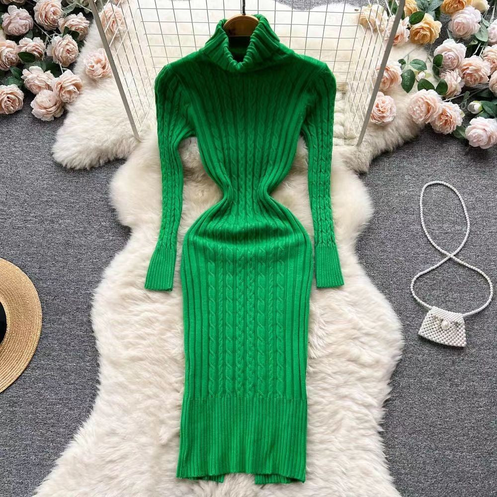 The Aspen Cable-Knit Turtleneck Dress