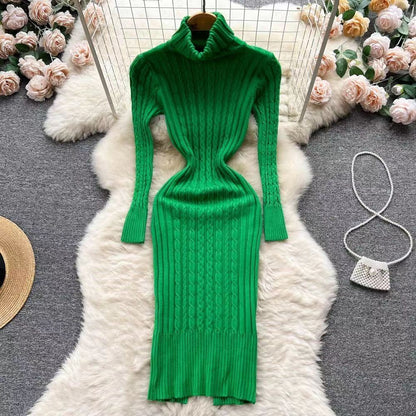 The Aspen Cable-Knit Turtleneck Dress