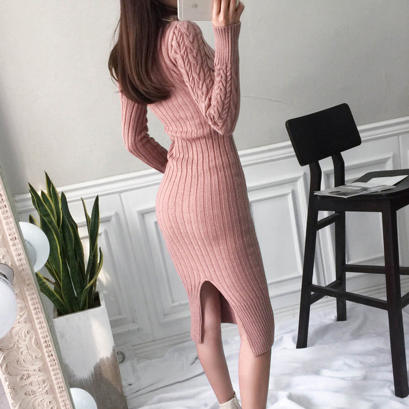 The Aspen Cable-Knit Turtleneck Dress