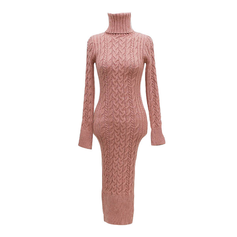 The Aspen Cable-Knit Turtleneck Dress