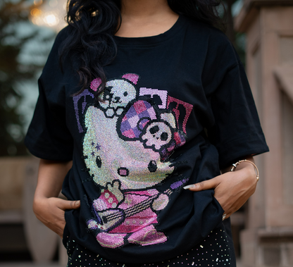 Oversized Sparkling Hello Kitty top