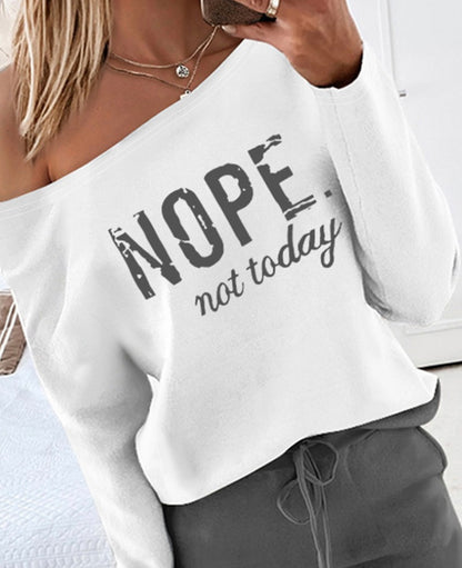 Nope Not Today Print Top & Drawstring Pants Set