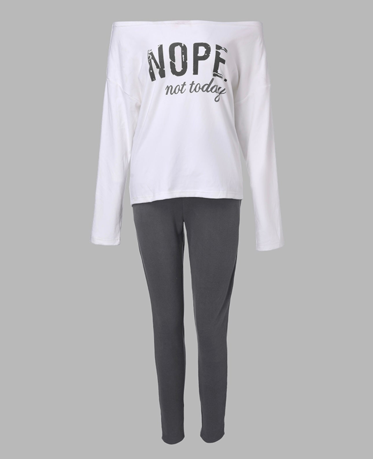 Nope Not Today Print Top & Drawstring Pants Set