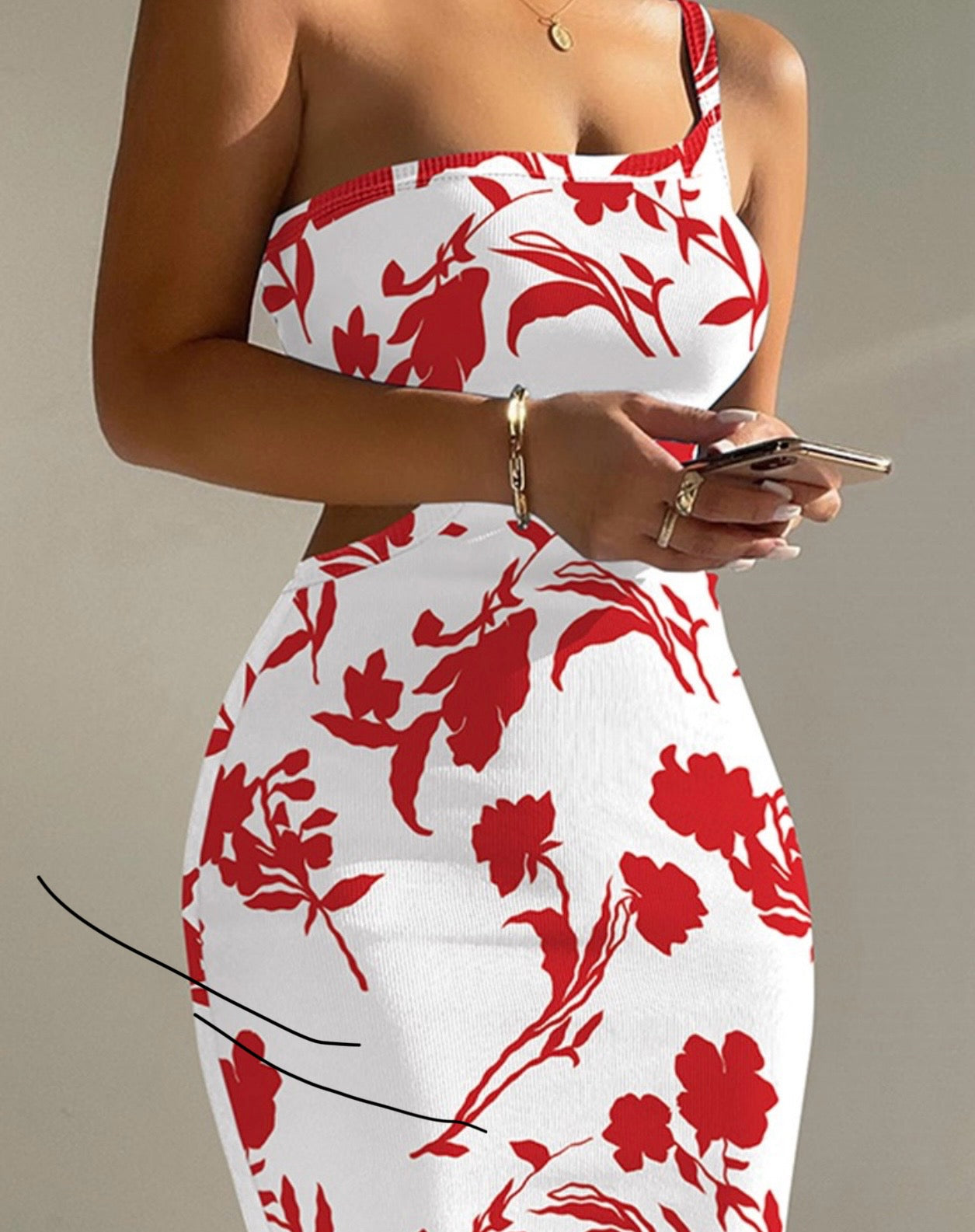 Floral Print One Shoulder Cutout Ribbed Bodycon Dress