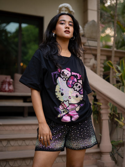 Oversized Sparkling Hello Kitty top