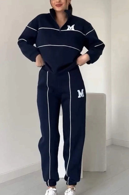 Sweater Letter Long Sleeve Sports Suit