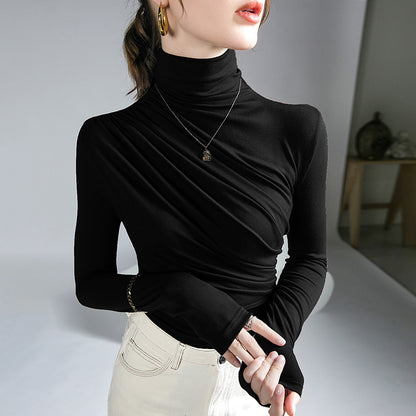 Peplum Top Elegant High Neck Bottoming Shirt