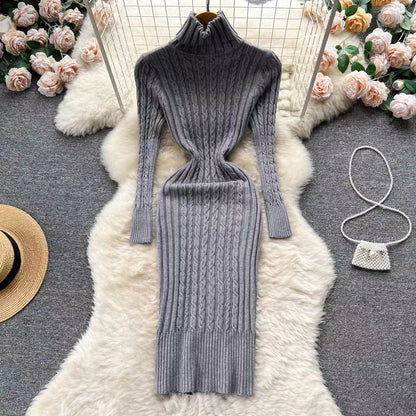 The Aspen Cable-Knit Turtleneck Dress