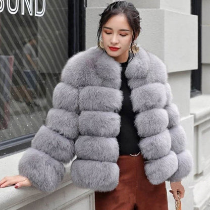 Fox Fur Sunset Splicing Coat