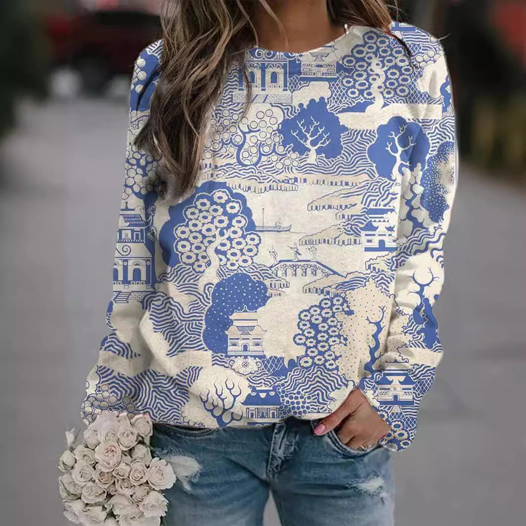 Cute Street Fashion Round-neck Shirt Top With Winter look (full sleeves)