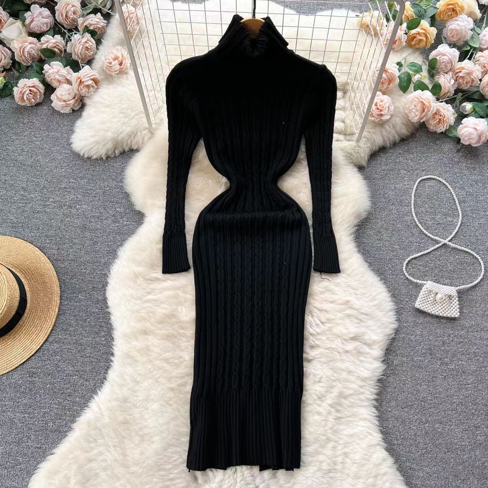 The Aspen Cable-Knit Turtleneck Dress